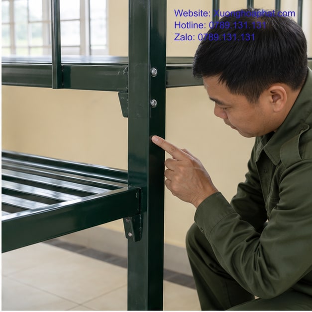 Giường Sắt Quân Đội Bền Không? Cách Kiểm Tra 3 Kiểm tra liên kết của giường sắt quân đội bền