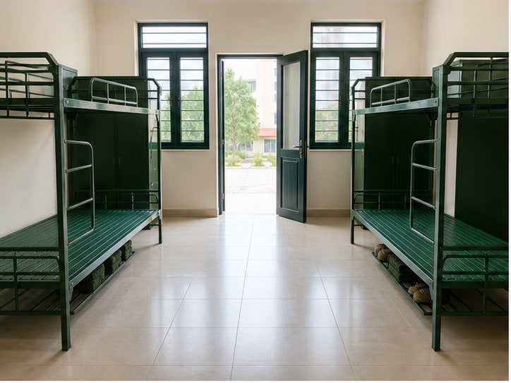 giường sắt quân đội cho ký túc xá công an