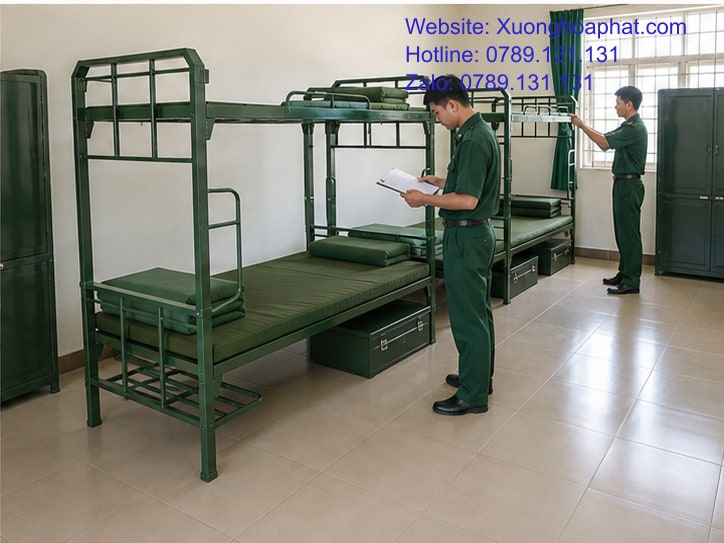 Nghiệm thu giường sắt quân đội đạt chuẩn sau lắp đặt