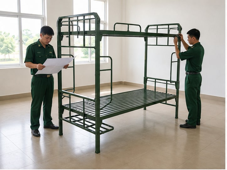 giường sắt quân đội đạt chuẩn