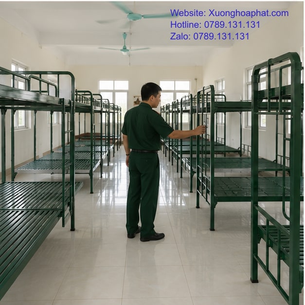 Giường Sắt Quân Đội Đạt Chuẩn Quốc Phòng Cần Hồ Sơ Gì? 4 Bố trí giường sắt quân đội trong phòng tập thể