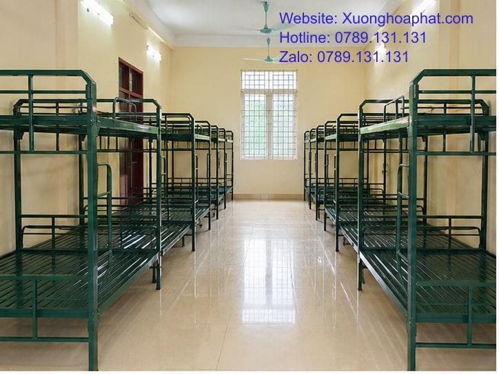 Cách Chọn Giường Sắt Quân Đội Giá Rẻ, Phù Hợp Nhu Cầu 2 Bố trí giường sắt quân đội giá rẻ trong phòng tập thể