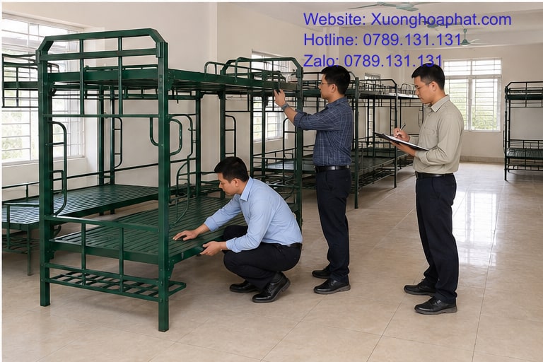 Giường Sắt Quân Đội Giá Sỉ Phụ Thuộc Yếu Tố Nào? 5 Nghiệm thu lô giường sắt quân đội giá sỉ
