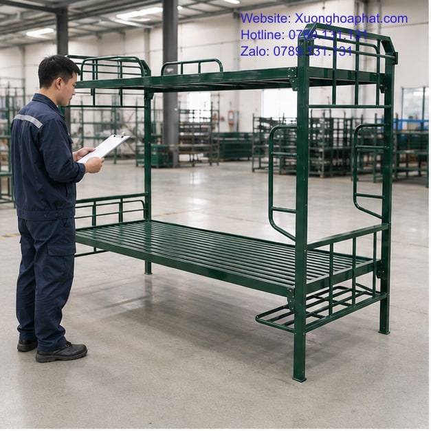 Giường Sắt Quân Đội Xuất Khẩu Cần Đáp Ứng Những Gì? 2 Kiểm mẫu giường sắt quân đội xuất khẩu trước sản xuất