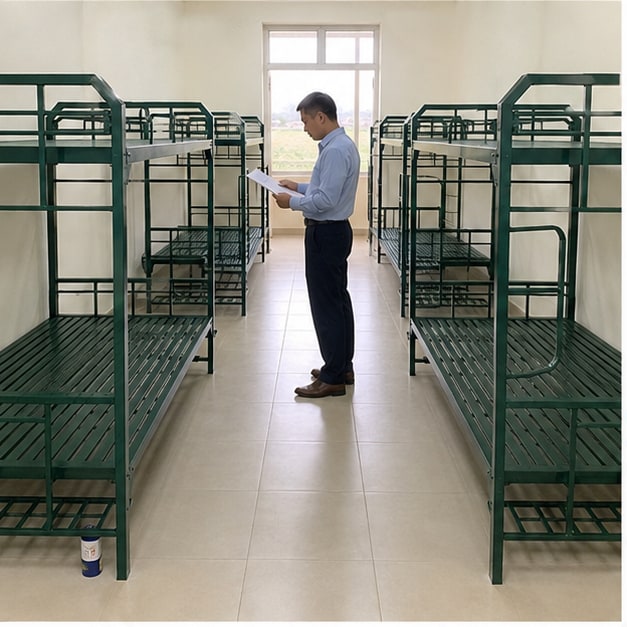giường sắt trường quân sự
