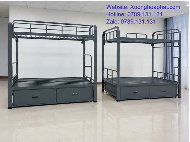Cách Chọn Giường Tầng Có Ngăn Kéo Quân Đội 4 So sánh giường tầng quân đội khung vuông và khung tròn có ngăn kéo