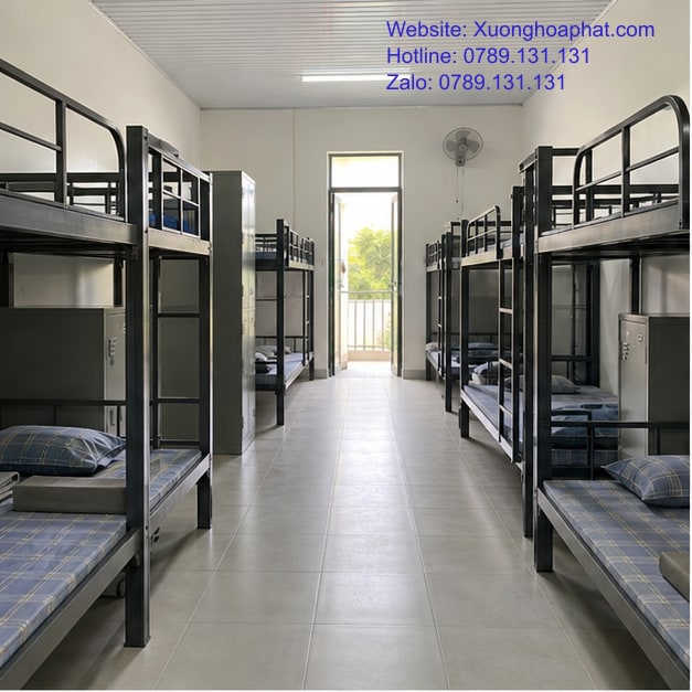 Giường Tầng Khu Lưu Trú Công Nhân: Cách Chọn 2 Bố trí giường tầng khu lưu trú công nhân theo vùng phòng