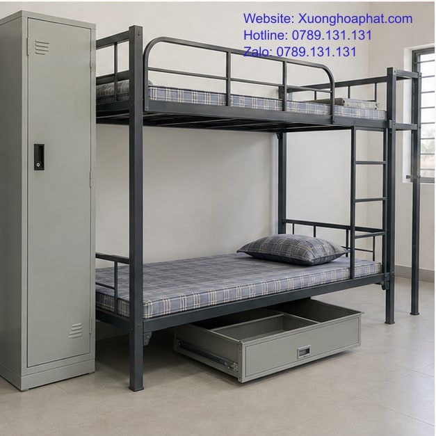 Giường Tầng Khu Lưu Trú Công Nhân: Cách Chọn 4 Tủ khóa và ngăn kéo cạnh giường tầng khu lưu trú công nhân