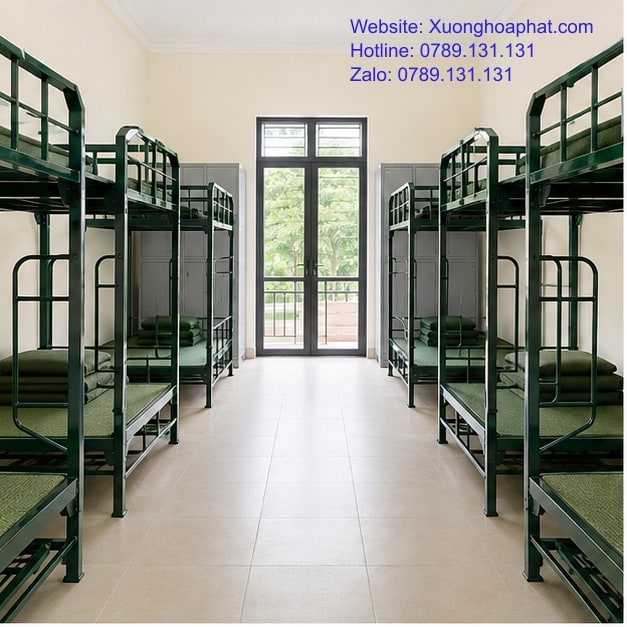 Giường Tầng Ký Túc Xá Quân Sự: Cách Chọn Phù Hợp 2 Bố trí giường tầng ký túc xá quân sự trong phòng mẫu