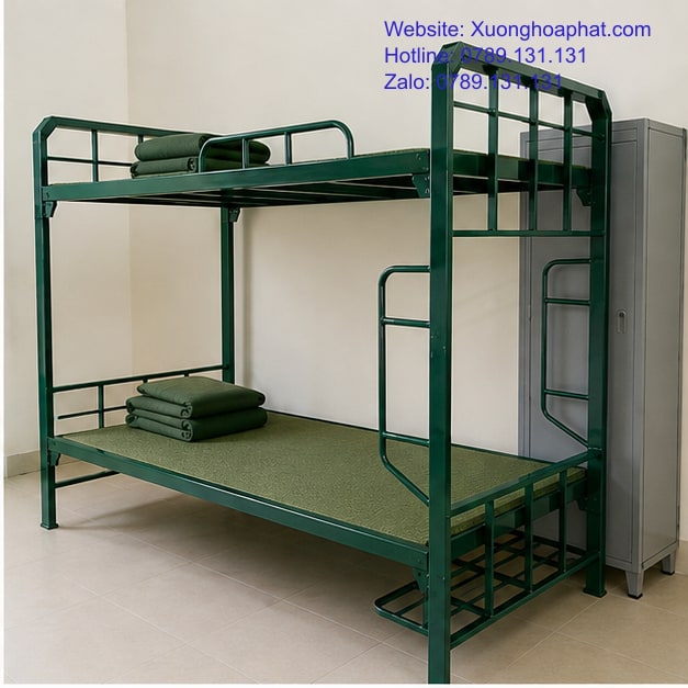 Giường Tầng Ký Túc Xá Quân Sự: Cách Chọn Phù Hợp 3 Chi tiết khung thang và lan can giường tầng quân đội