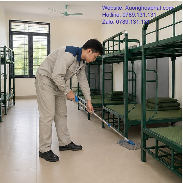 Giường Tầng Ký Túc Xá Quân Sự: Cách Chọn Phù Hợp 4 Kiểm tra vệ sinh dưới giường tầng ký túc xá quân sự