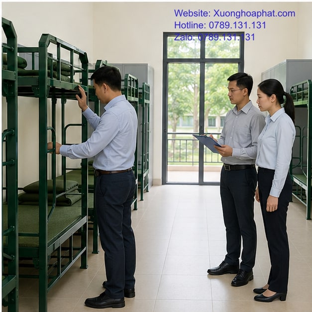 Giường Tầng Ký Túc Xá Quân Sự: Cách Chọn Phù Hợp 5 Nghiệm thu giường tầng ký túc xá quân sự theo vị trí