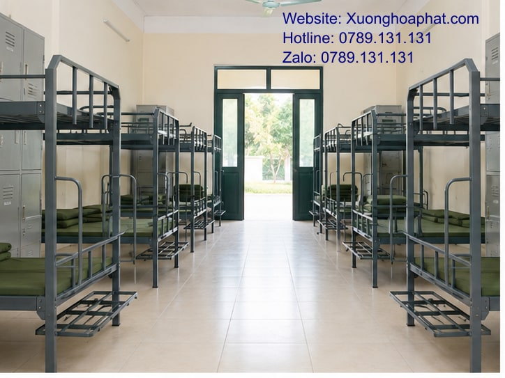 Giường Tầng Quân Đội Có Phù Hợp Với Phòng Ngủ Tập Thể? 2 Bố trí giường tầng quân đội trong phòng ngủ tập thể