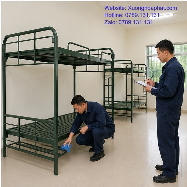 Cách Chọn Giường Tầng Quân Đội Khung Tròn 5 Nghiệm thu giường tầng quân đội khung tròn theo điểm tiếp xúc