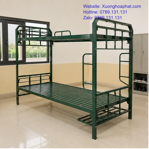 Cách Chọn Giường Tầng Quân Đội Khung Vuông 2 Cụm giường tầng quân đội khung vuông trong phòng mẫu