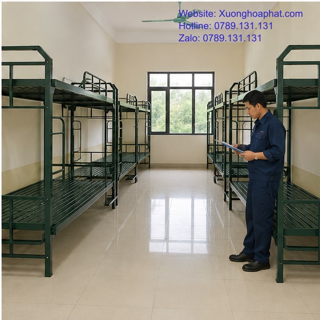 Cách Chọn Giường Tầng Quân Đội Khung Vuông 5 Bố trí giường tầng quân đội khung vuông tại khu nội trú