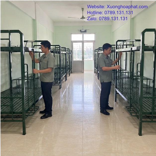 Giường Tầng Quân Đội Và Giường Tầng Dân Dụng 5 Kiểm tra giường tầng quân đội cho trại hè trước bàn giao