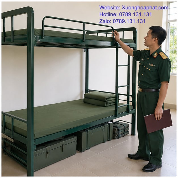 Giường Tầng Trung Tâm Huấn Luyện: Cách Bố Trí 3 Kiểm tra vùng cất đồ của giường tầng trung tâm huấn luyện