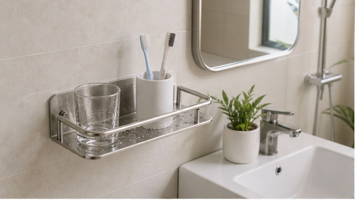 Kệ để bàn chải đánh răng inox 304 trong phòng tắm gọn sạch