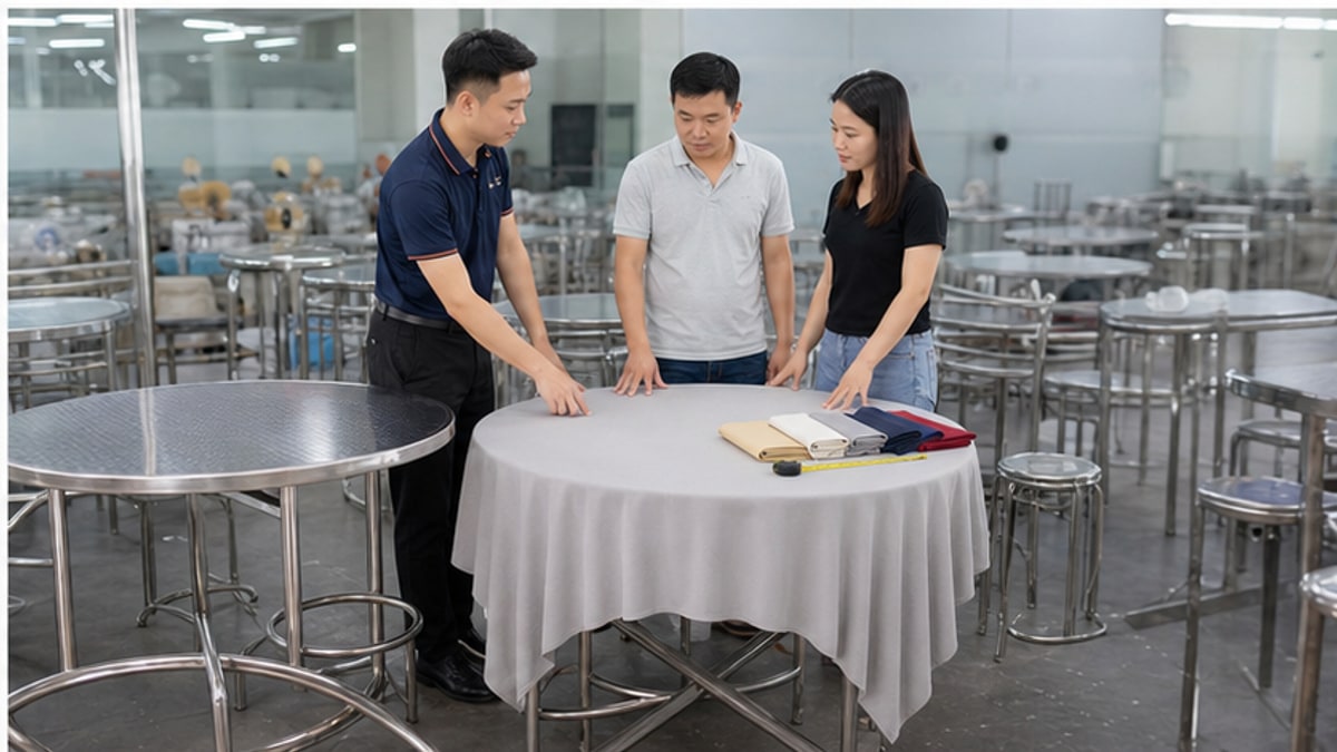 Tư vấn chọn khăn trải bàn tròn inox theo mặt bằng