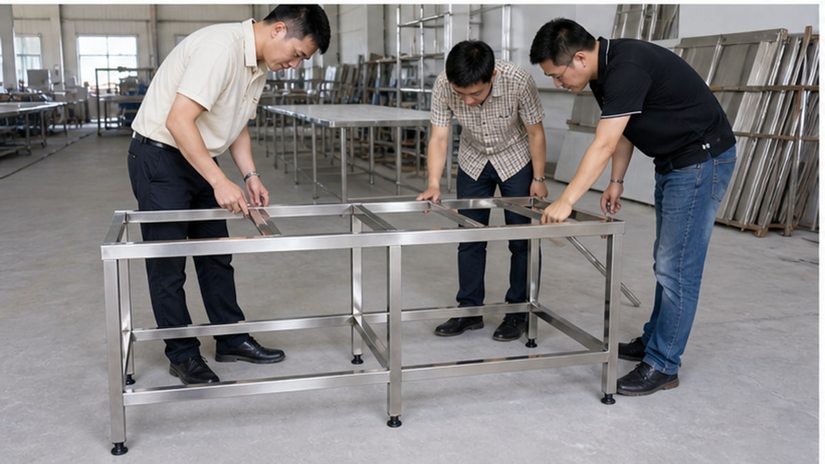 Kiểm tra khung bàn bếp bằng inox trước khi chọn mua