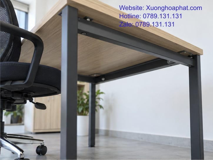 Kích Thước Bàn Làm Việc Tiêu Chuẩn: Đọc Số Đo, Thử Chỗ Ngồi 3 Kiểm tra khoảng lọt lòng dưới bàn làm việc cùng tay ghế