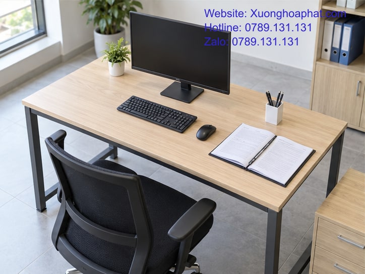 Kích Thước Bàn Làm Việc Tiêu Chuẩn: Đọc Số Đo, Thử Chỗ Ngồi 4 Mặt bàn làm việc bố trí màn hình và hồ sơ để kiểm tra chiều sâu