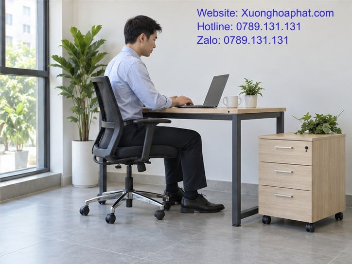 Kích Thước Bàn Làm Việc Tiêu Chuẩn: Đọc Số Đo, Thử Chỗ Ngồi 5 Nhân viên thử chỗ ngồi và khoảng chân tại bàn làm việc