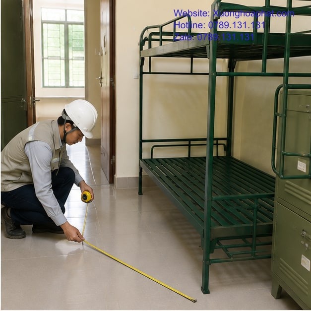 Kích Thước Giường Sắt Quân Đội Bao Nhiêu Là Phù Hợp? 3 Đo lối đi cạnh giường sắt quân đội