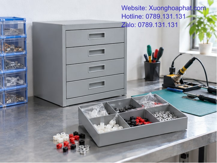 Khay mẫu để xác định kích thước ngăn kéo linh kiện nhỏ.