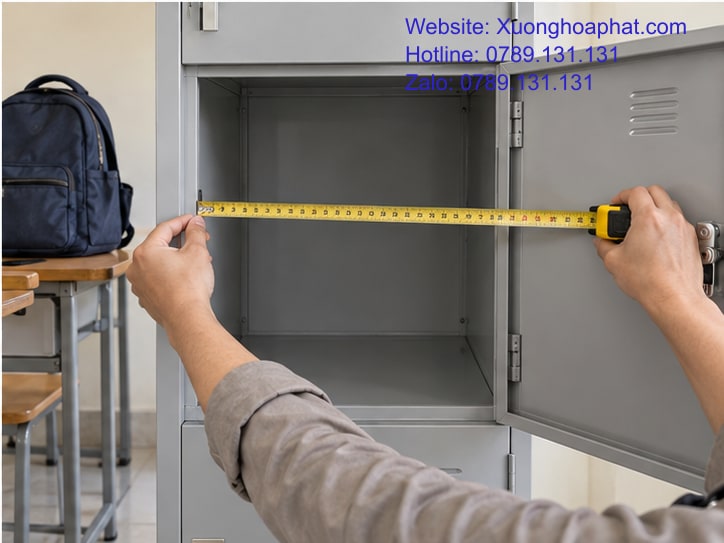 Kích Thước Tủ Sắt Học Sinh Theo Tầm Với Và Đồ Mang Đến Lớp 5 Kiểm tra kích thước tủ sắt học sinh tại cửa ngăn mở.