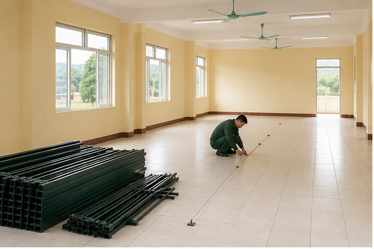 lắp đặt giường sắt quân đội