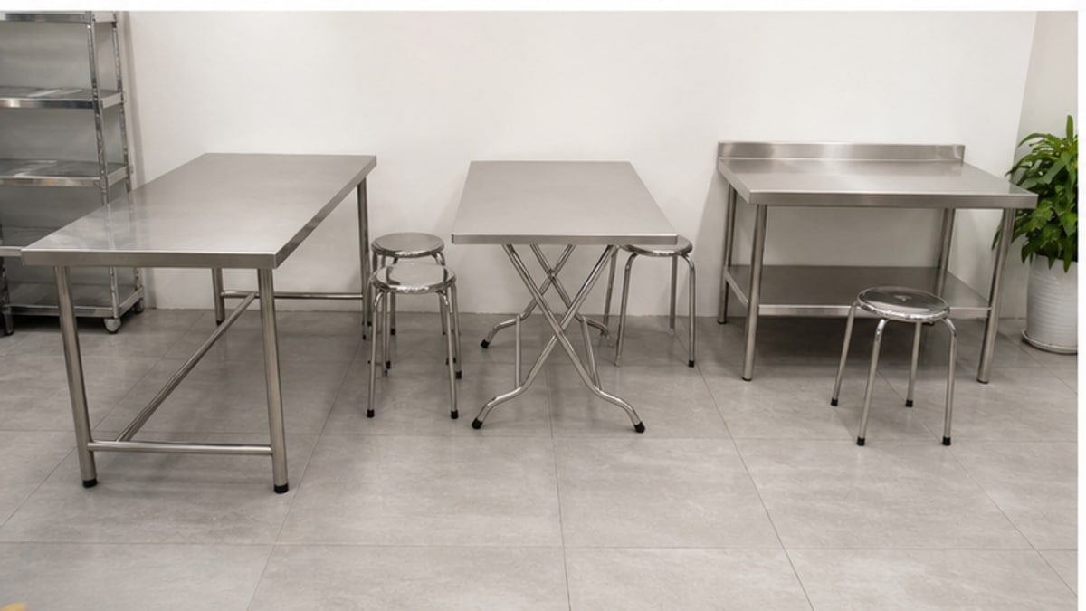 So sánh bàn inox chữ nhật cố định và bàn inox chữ nhật xếp