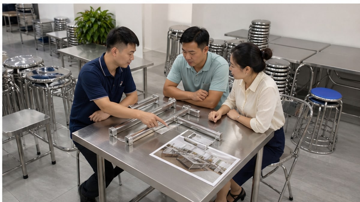 Tư vấn chọn mặt bàn inox chữ nhật theo mặt bằng sử dụng