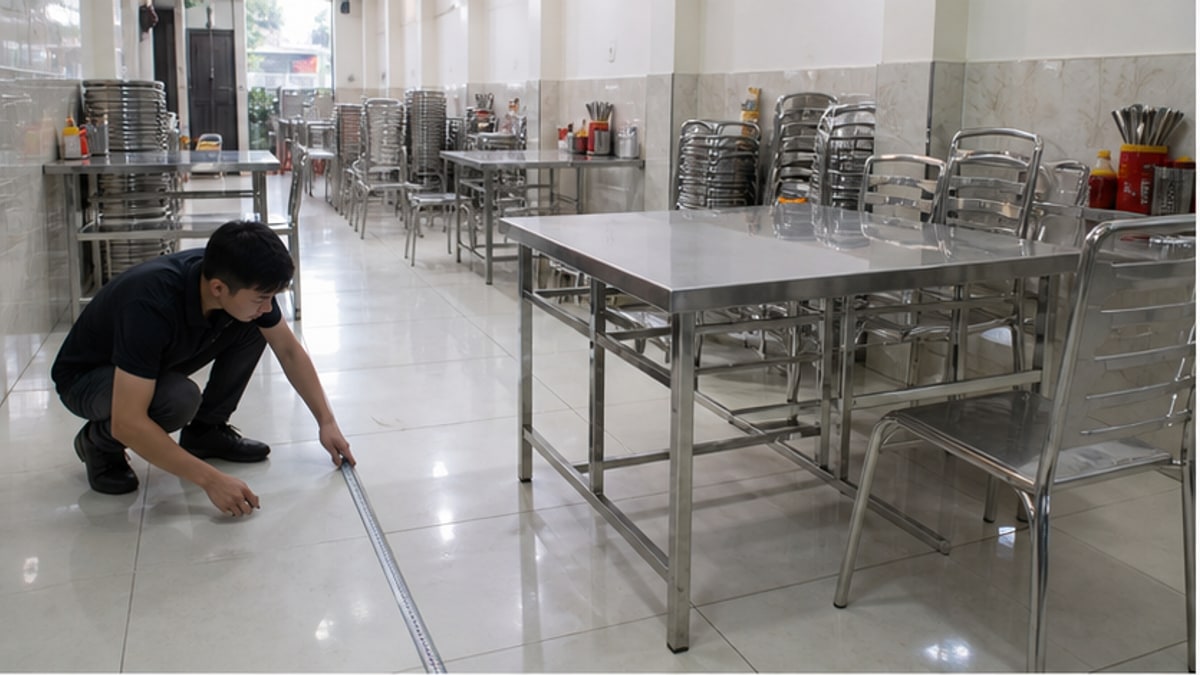 Đo mặt bằng trước khi mua bàn ghế inox cũ ở đâu
