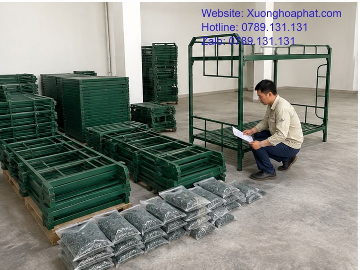 Cách Chọn Nơi Mua Giường Sắt Quân Đội Tại TPHCM 4 Phụ kiện đi kèm giường sắt quân đội được kiểm theo lô