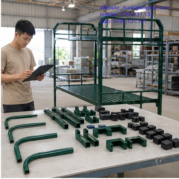 Phụ Kiện Đi Kèm Giường Sắt Quân Đội Gồm Những Gì? 3 Kiểm kê phụ kiện đi kèm giường sắt quân đội theo từng bộ