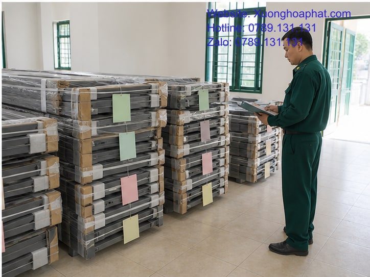 Quy Cách Đóng Gói Giường Sắt Quân Đội Khi Vận Chuyển 5 Đối chiếu phiếu nhận kiện giường sắt quân đội