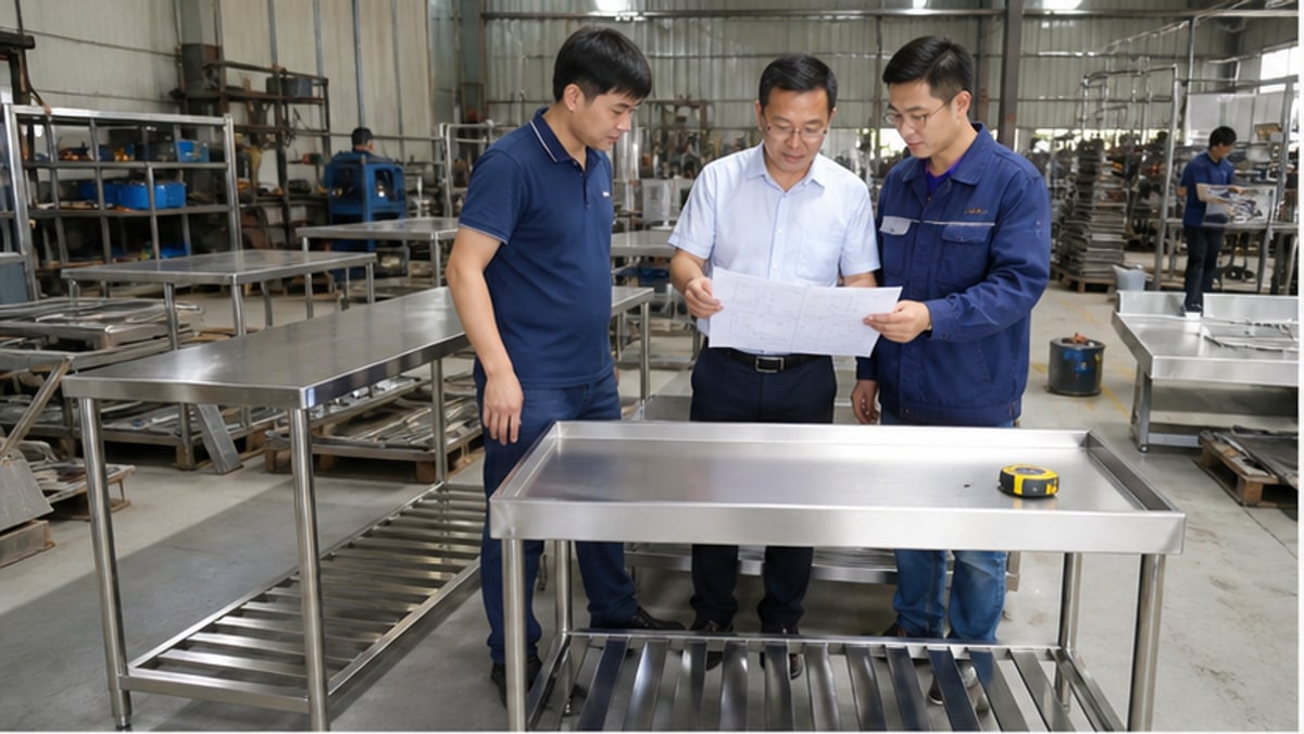 sản xuất bàn inox theo yêu cầu tại xưởng gia công sáng sạch