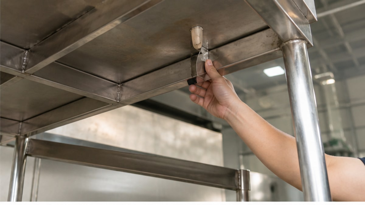 Khung và mối hàn của bàn inox cũ trước khi mua