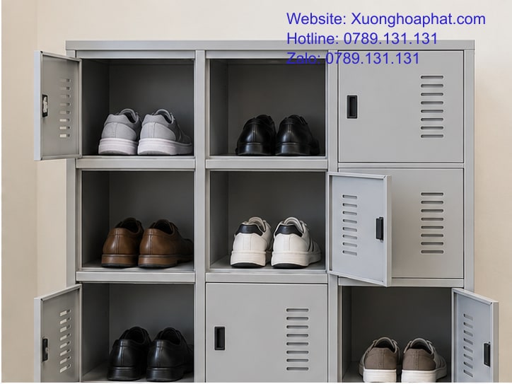 Tủ Để Giày Sắt Bao Nhiêu Ngăn Là Đủ Cho Người Dùng? 3 Các ngăn tủ giày sắt có vách chia và cửa riêng