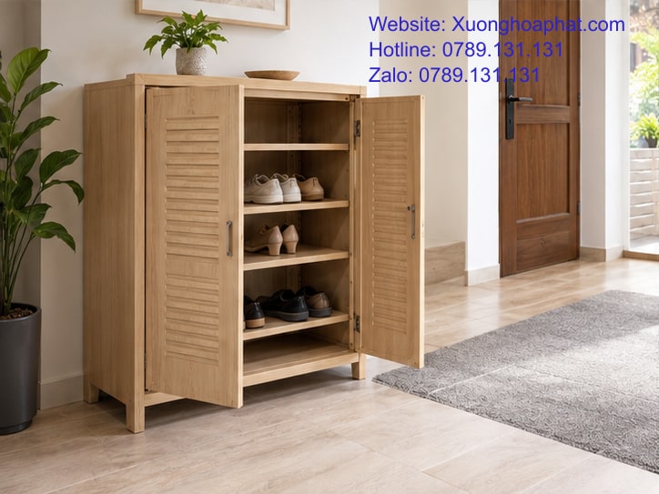 Tủ Để Giày Sắt Hay Gỗ: So Theo Chỗ Đặt Và Việc Lau Dọn 4 Tủ giày gỗ tại lối vào khô ráo với khoảng mở cửa