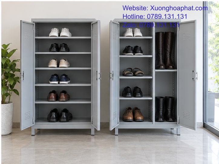 Tủ Để Giày Sắt Nhiều Tầng: Chia Khoảng Theo Tầm Với 5 Hai cấu hình tủ để giày sắt nhiều tầng được so khoảng đợt