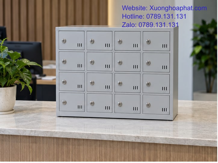 Tủ đựng điện thoại nhiều ô nhỏ tại điểm gửi máy nơi làm việc