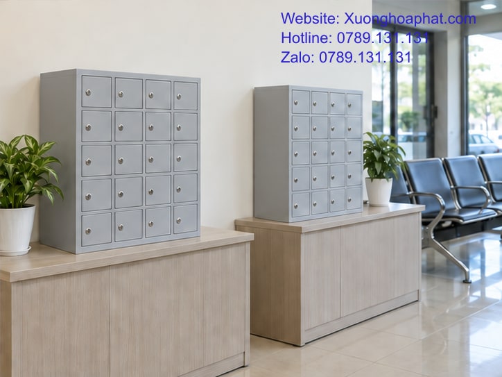 Tủ Đựng Điện Thoại Bao Nhiêu Ô? Tính Theo Lượt Gửi 5 Hai cụm tủ đựng điện thoại bố trí tại khu gửi máy