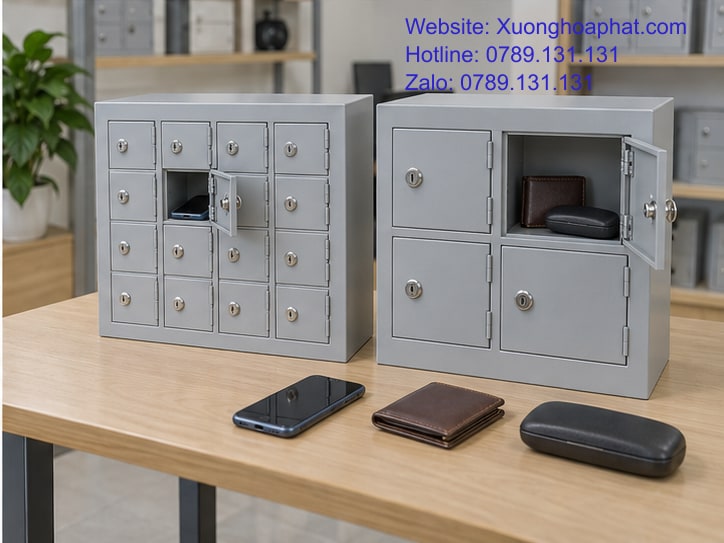 Tủ Đựng Điện Thoại Và Tủ Locker Mini: Dùng Chung Hay Tách? 5 Mẫu tủ điện thoại và locker mini cùng bộ đồ dùng để kiểm tra ngăn