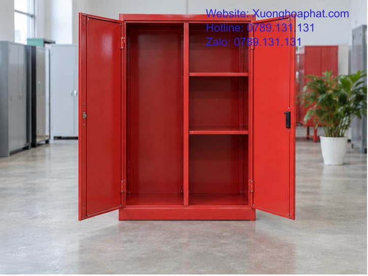 Tủ Đựng Dụng Cụ PCCC Mấy Khoang Là Vừa Danh Mục Đồ? 2 Tủ đựng dụng cụ PCCC mở cánh để thấy khoang bên trong