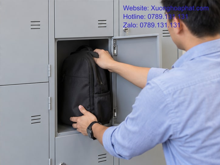 Tủ Locker Là Gì? Phân Biệt Với Tủ Hồ Sơ Và Két Sắt 5 Thử đưa ba lô qua cửa ngăn tủ locker