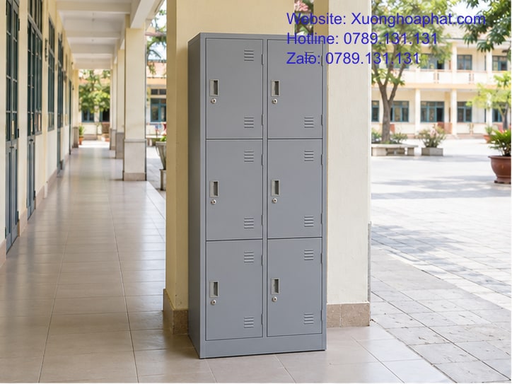 Tủ Locker Ngoài Trời Chống Gỉ: Đặt Ở Đâu Để Hạn Chế Ướt? 2 Tủ locker ngoài trời chống gỉ đặt dưới mái hành lang.