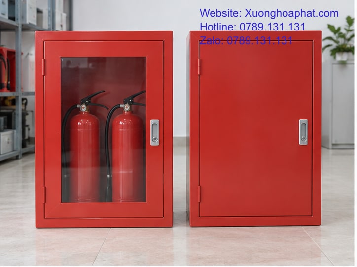 Tủ Mica PCCC Và Tủ Sắt Kín: So Cánh Theo Việc Kiểm Tra 2 So tủ mica PCCC và tủ sắt kín trong phòng trưng bày.